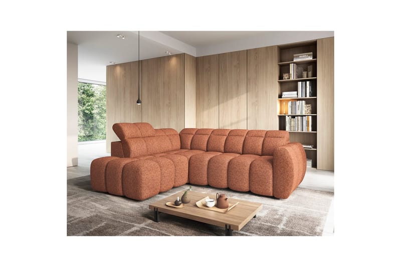 Kulmasohva Eltap Flconn 258x208x107 cm - Coralline 30, oranssi, Vasen - Huonekalut - Sohva - Vuodesohva