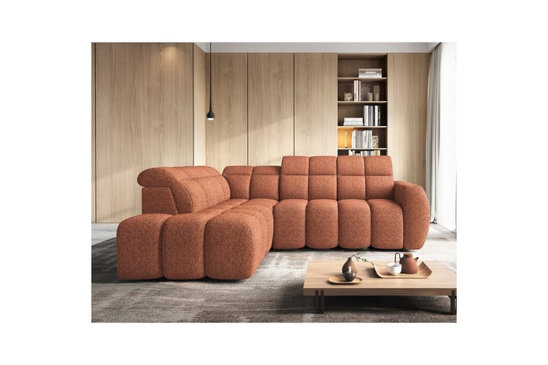 Kulmasohva Eltap Flconn 258x208x107 cm - Coralline 30, oranssi, Vasen - Huonekalut - Sohva - Vuodesohva