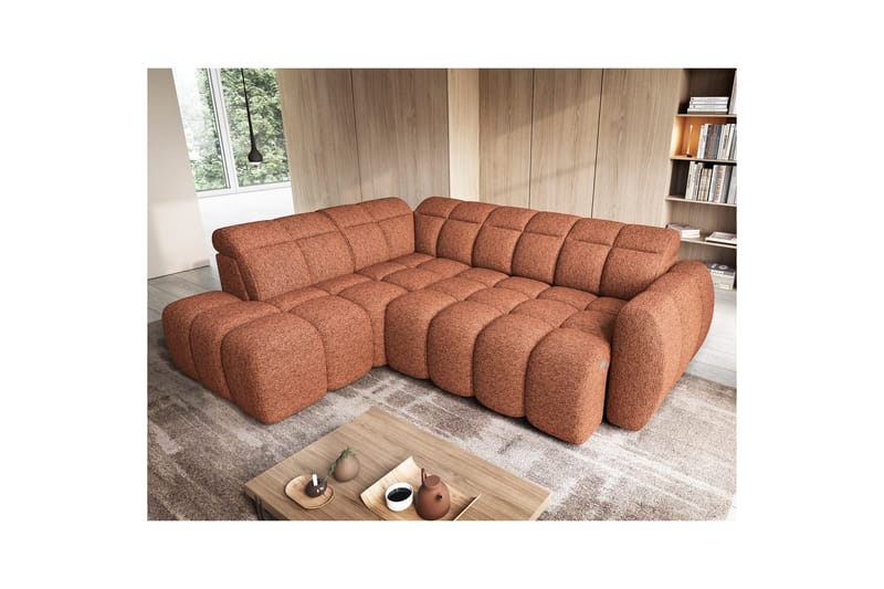 Kulmasohva Eltap Flconn 258x208x107 cm - Coralline 30, oranssi, Vasen - Huonekalut - Sohva - Vuodesohva