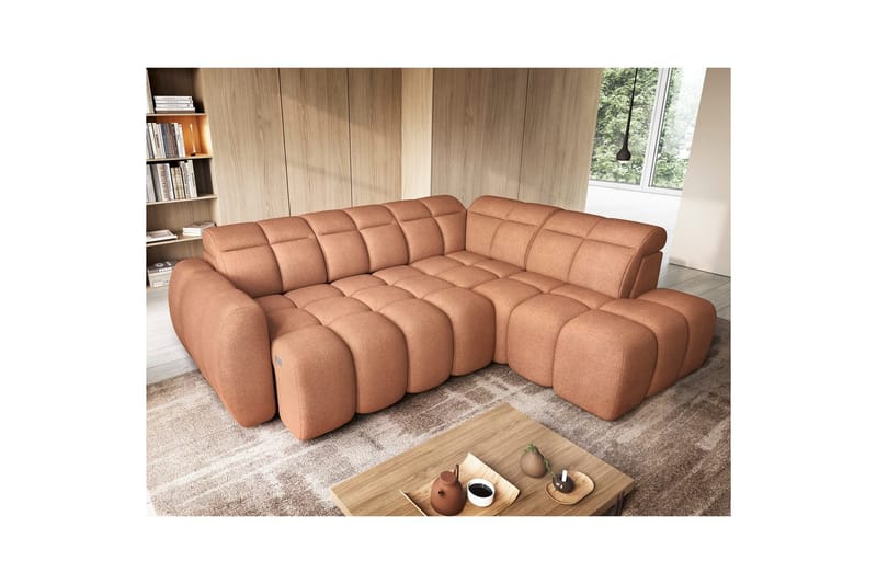 Kulmasohva Eltap Flconn 258x208x107 cm - Xillar 24, Vaaleanpunainen, Oikea - Huonekalut - Sohva - Vuodesohva