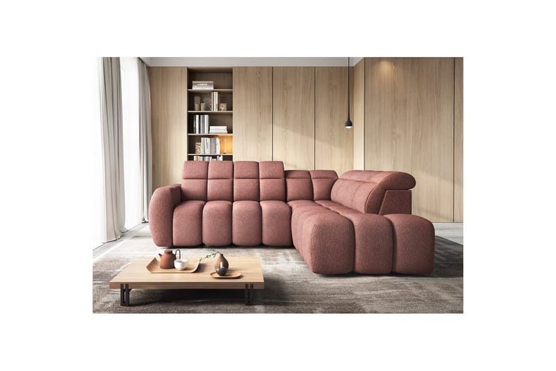 Kulmasohva Eltap Flconn 258x208x107 cm - Paolli 24, pinkki, Oikea - Huonekalut - Sohva - Vuodesohva