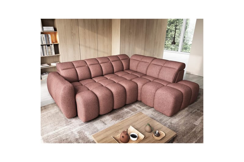 Kulmasohva Eltap Flconn 258x208x107 cm - Paolli 24, pinkki, Oikea - Huonekalut - Sohva - Vuodesohva