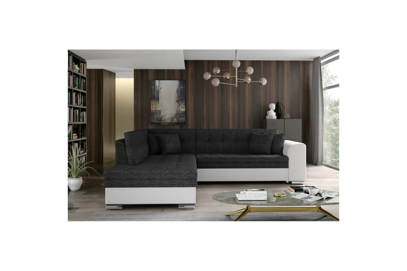Kulmasohva Eltap Pieretta 260x207x78 cm - Berlin 02, Soft 17, Musta, Valkoinen, Vasen - Huonekalut - Sohva - Vuodesohva