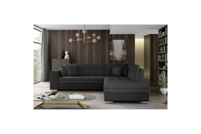 Kulmasohva Eltap Pieretta 260x207x78 cm - Inari 96, Soft 11, Tummanharmaa, Musta, Oikea - Huonekalut - Sohva - Vuodesohva
