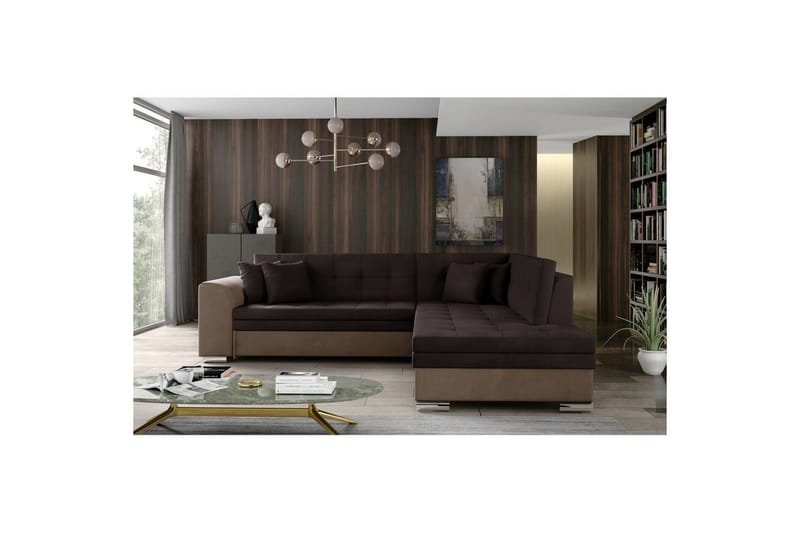 Kulmasohva Eltap Pieretta 260x207x78 cm - Monolith 29, Monolith 09, Ruskea, Tummabeige, Oikea - Huonekalut - Sohva - Vuodesohva