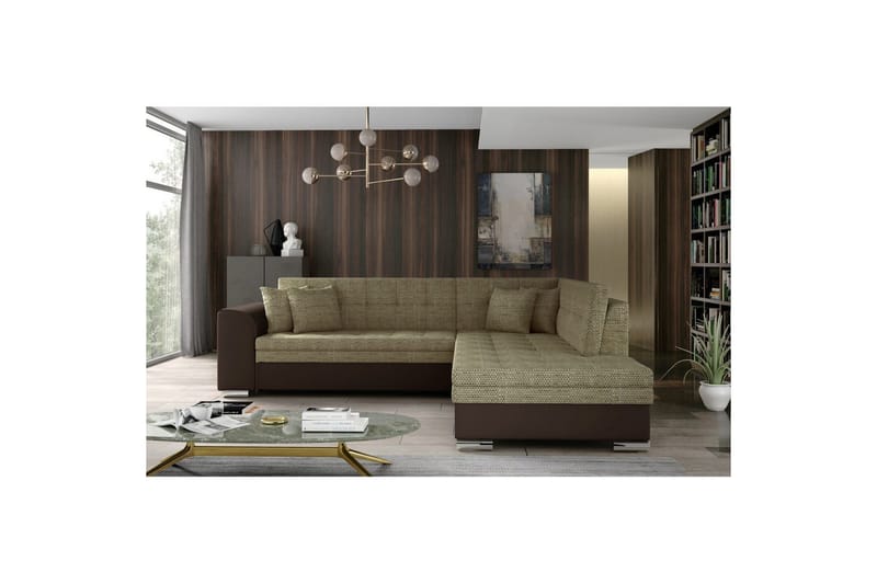 Kulmasohva Eltap Pieretta 260x207x78 cm - Berlin 03, Soft 66, Beige, Tummanruskea, Oikea - Huonekalut - Sohva - Vuodesohva