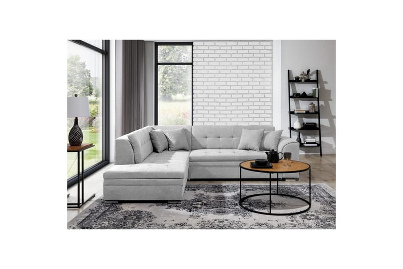 Kulmasohva Eltap Pieretta 260x207x78 cm - Poco 3, Vaaleanharmaa, Vasen - Huonekalut - Sohva - Vuodesohva