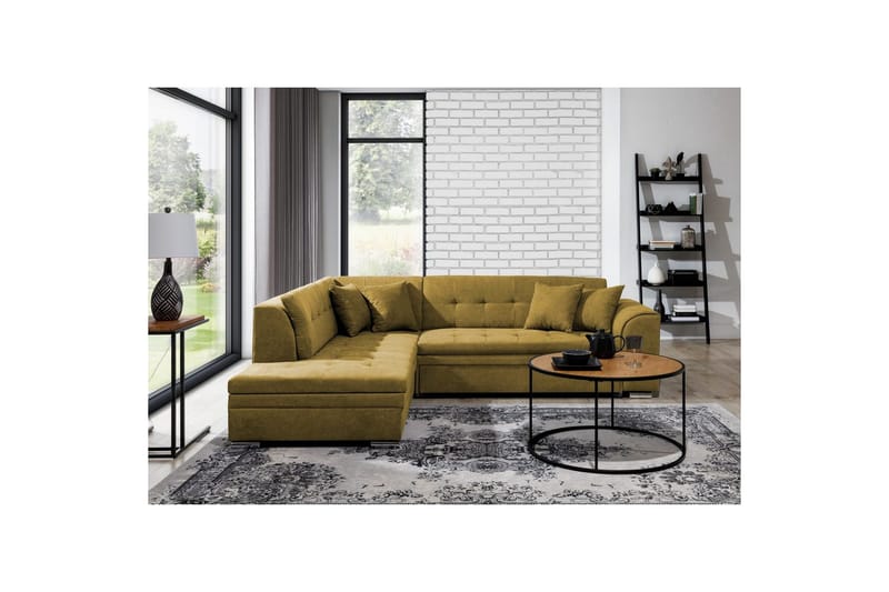 Kulmasohva Eltap Pieretta 260x207x78 cm - Poco 50, Keltainen, Vasen - Huonekalut - Sohva - Vuodesohva