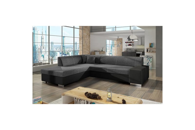 Kulmasohva Eltap Porto 278x217x74 cm, Sawana 05, Soft 11, Harmaa, Musta, Vasen