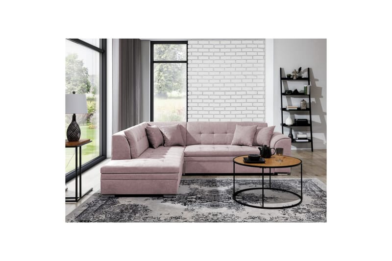 Kulmasohva Eltap Pieretta 260x207x78 cm - Soro 61, Pinkki, Vasen - Huonekalut - Sohva - Vuodesohva