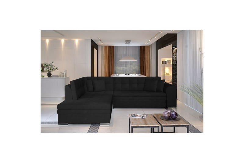 Kulmasohva Eltap Pieretta 260x207x78 cm - Kronos 07, Musta, Vasen - Huonekalut - Sohva - Vuodesohva