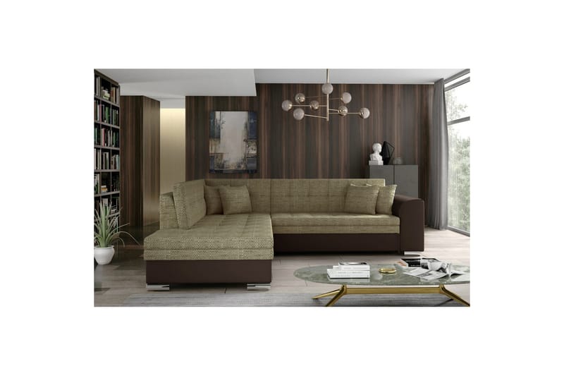 Kulmasohva Eltap Pieretta 260x207x78 cm - Berlin 03, Soft 66, Beige, Tummanruskea, Vasen - Huonekalut - Sohva - Vuodesohva