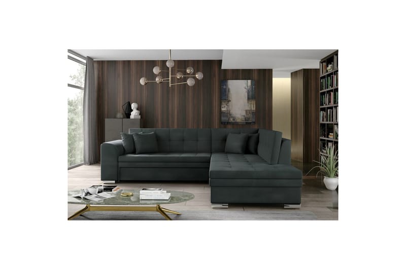 Kulmasohva Eltap Pieretta 260x207x78 cm - Monolith 97, Tummanharmaa, Oikea - Huonekalut - Sohva - Vuodesohva
