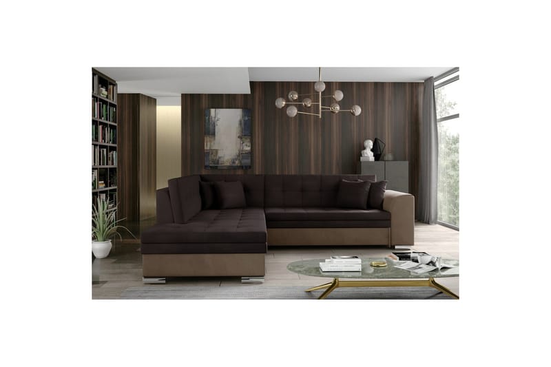 Kulmasohva Eltap Pieretta 260x207x78 cm - Monolith 29, Monolith 09, Ruskea, Tummabeige, Vasen - Huonekalut - Sohva - Vuodesohva
