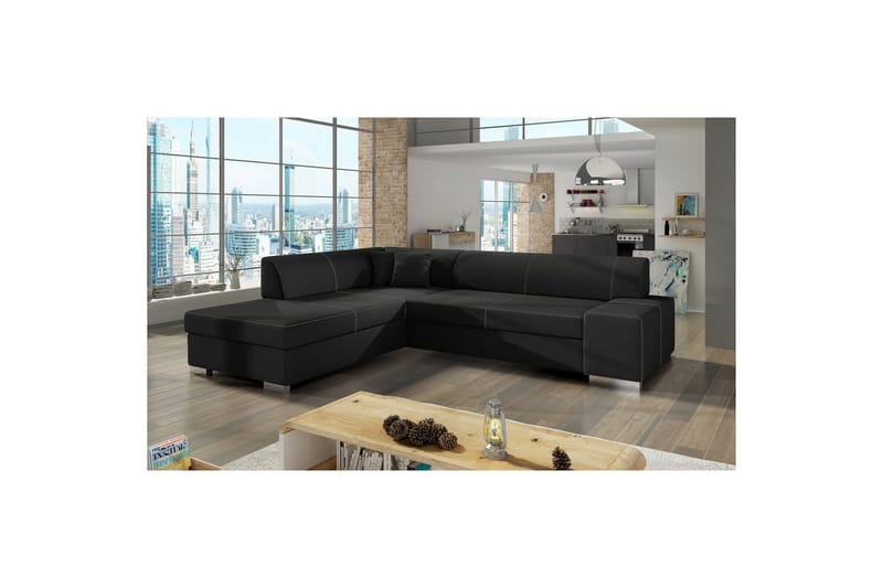 Kulmasohva Eltap Porto 278x217x74 cm - Sawana 14, Musta, Vasen - Huonekalut - Sohva - Vuodesohva