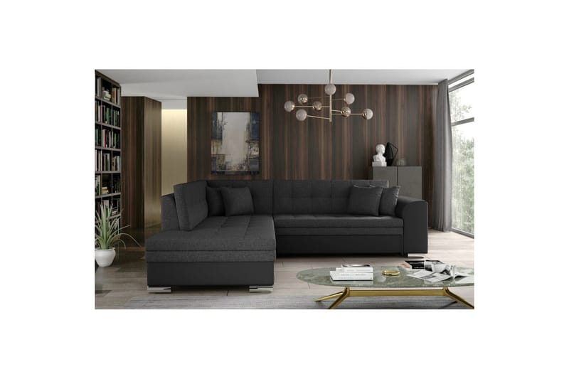 Kulmasohva Eltap Pieretta 260x207x78 cm - Inari 96, Soft 11, Tummanharmaa, Musta, Vasen - Huonekalut - Sohva - Vuodesohva