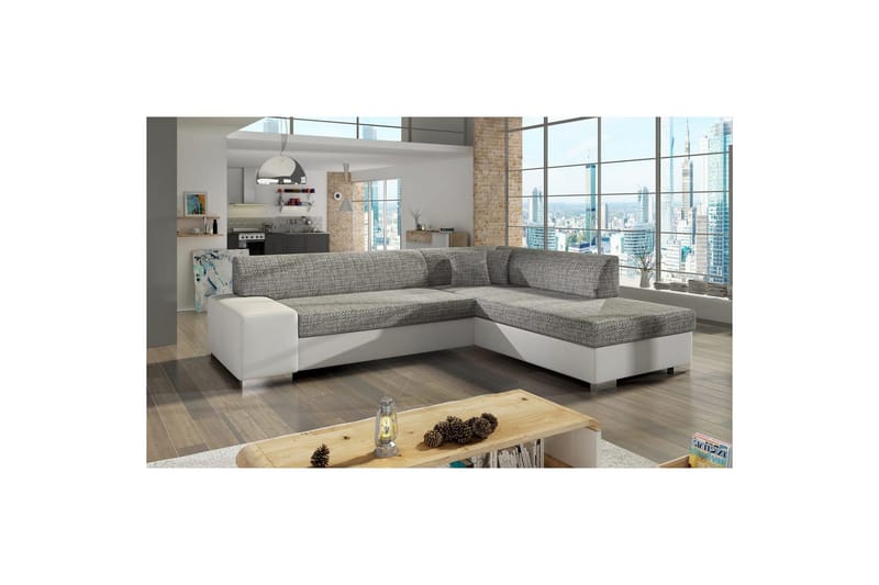 Kulmasohva Eltap Porto 278x217x74 cm - Berlin 01, Soft 17, Harmaa, Valkoinen, Oikea - Huonekalut - Sohva - Vuodesohva