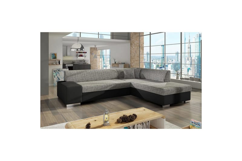 Kulmasohva Eltap Porto 278x217x74 cm - Berlin 01, Soft 11, Harmaa, Musta, Oikea - Huonekalut - Sohva - Vuodesohva