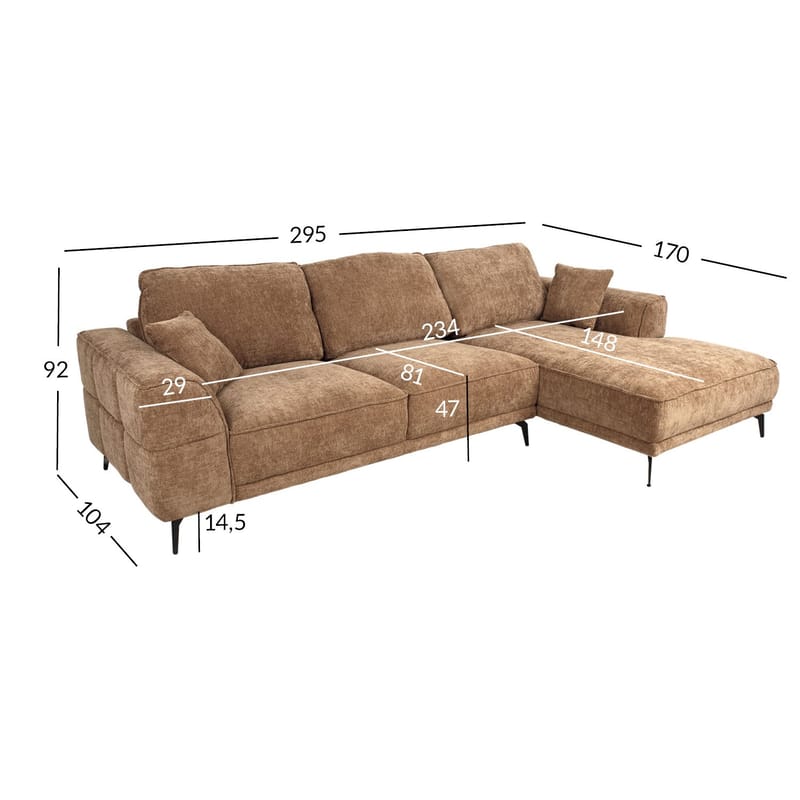 Kulmasohva Monar Oikea - beige - Huonekalut - Sohva - Samettisohva