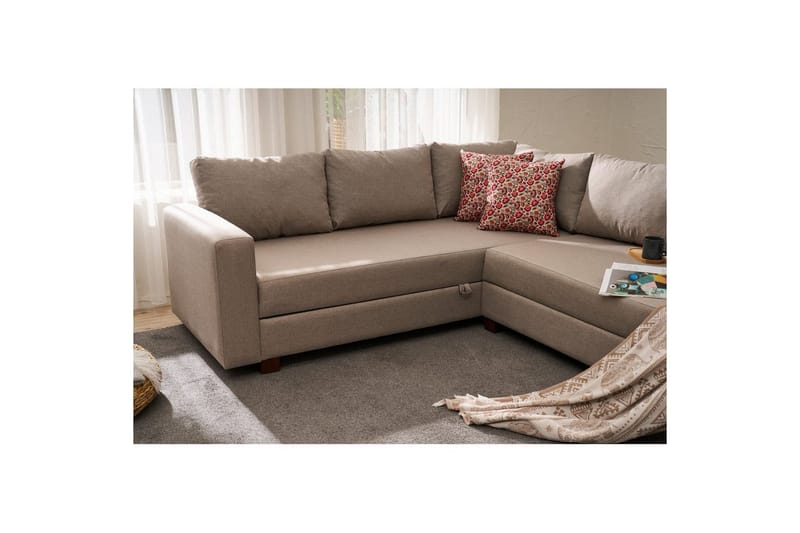 Kulmasohva-sänky Iroulport Oikea Beige - Beige - Huonekalut - Sohva - Vuodesohva