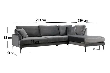 Kulmasohva Stefphon Divaanilla Oikea - Musta - Huonekalut - Sohva - Divaanisohva