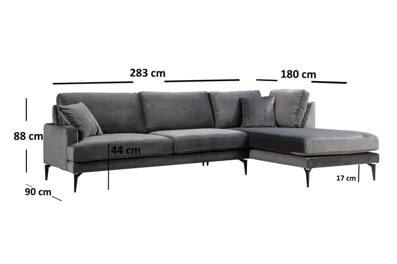 Kulmasohva Stefphon Divaanilla Oikea - Musta - Huonekalut - Sohva - Divaanisohva