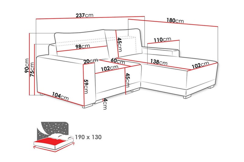 3:n ist Kulmasohva Denegal - Huonekalut - Sohva - Kulmasohva - Kulmadivaanisohva