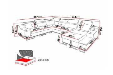 5:n ist Kulmasohva Galbally - Beige/Musta - Huonekalut - Sohva - Kulmasohva
