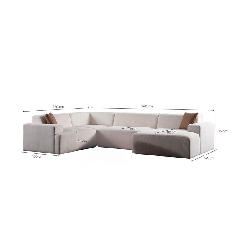 Branorin 5-istuttava Kulmasohva sisältää Divaani - Ruskea/Valkoinen - Huonekalut - Sohva - Moduulisohva - Moduulisohvakokonaisuus