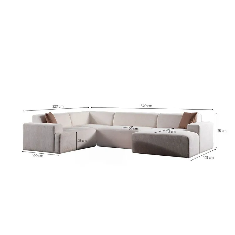 Branorin 5-istuttava Kulmasohva sisältää Divaani - Ruskea/Valkoinen - Huonekalut - Sohva - Moduulisohva - Moduulisohvakokonaisuus