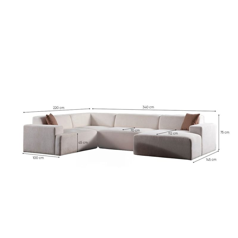 Branorin 5-istuttava Kulmasohva sisältää Divaani - Ruskea/Valkoinen - Huonekalut - Sohva - Kulmasohva - Kulmadivaanisohva