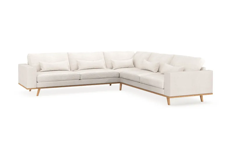 Copenhagen 6-istuttava L-muotoinen Kulmasohva Bouclélla - Valkoinen - Huonekalut - Sohva - Kulmasohva