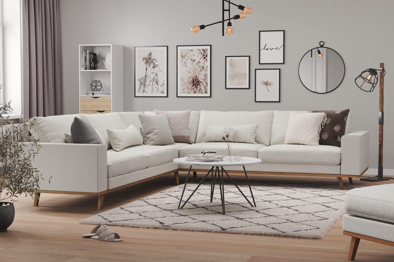 Copenhagen 6-istuttava L-muotoinen Kulmasohva Kankaalla - Vaaleanharmaa - Huonekalut - Sohva - Kulmasohva