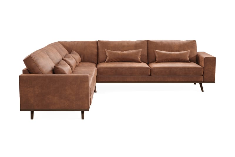 Copenhagen 6-istuttava L-muotoinen Kulmasohva Keinonahkalla - Ruskea - Huonekalut - Sohva - Kulmasohva