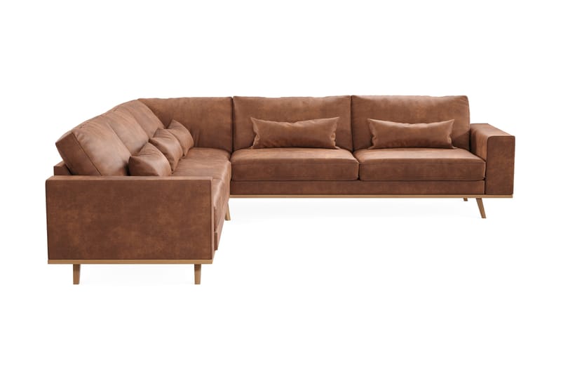 Copenhagen 6-istuttava L-muotoinen Kulmasohva Keinonahkalla, Ruskea