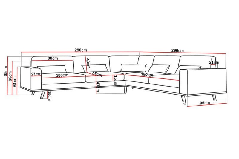 Copenhagen 6-istuttava L-muotoinen Kulmasohva Manchester-kankaalla - Beige - Huonekalut - Sohva - Kulmasohva