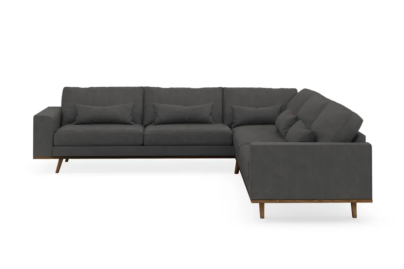 Copenhagen 6-istuttava L-muotoinen Kulmasohva Manchester-kankaalla - Tummanharmaa - Huonekalut - Sohva - Kulmasohva