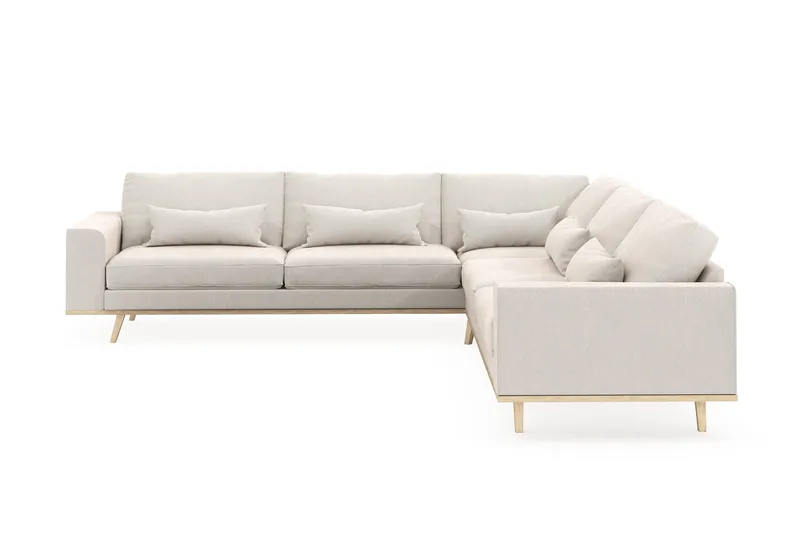 Copenhagen 6-istuttava L-muotoinen Kulmasohva Sametilla - Kermanvalkoinen - Huonekalut - Sohva - Kulmasohva