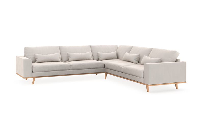 Copenhagen 6-istuttava L-muotoinen Kulmasohva Sametilla - Kermanvalkoinen - Huonekalut - Sohva - Kulmasohva