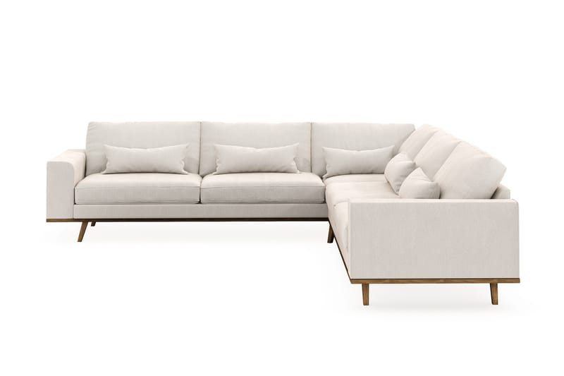 Copenhagen 6-istuttava L-muotoinen Kulmasohva Sametilla, Kermanvalkoinen