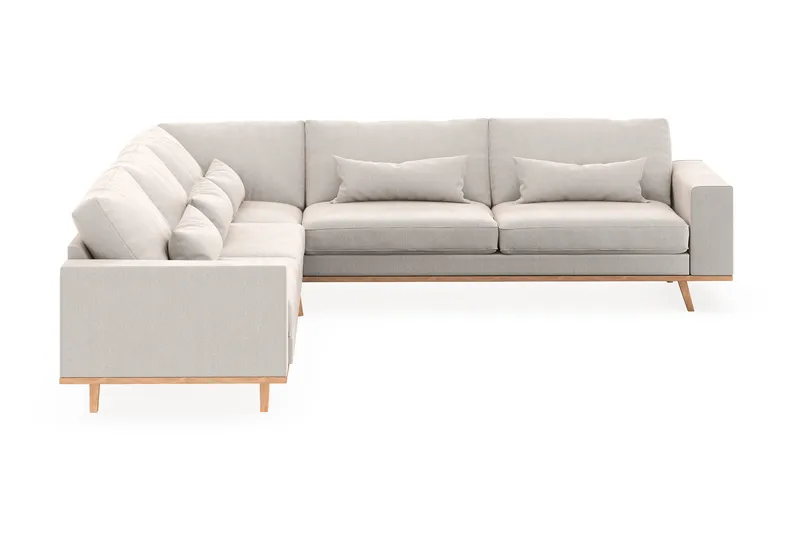Copenhagen 6-istuttava L-muotoinen Kulmasohva Sametilla - Kermanvalkoinen - Huonekalut - Sohva - Kulmasohva