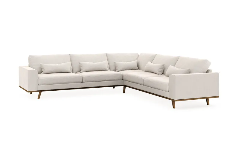 Copenhagen 6-istuttava L-muotoinen Kulmasohva Sametilla - Kermanvalkoinen - Huonekalut - Sohva - Kulmasohva