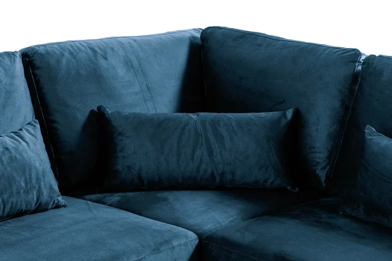 Copenhagen 6-istuttava L-muotoinen Kulmasohva Sametilla - Sininen - Huonekalut - Sohva - Kulmasohva