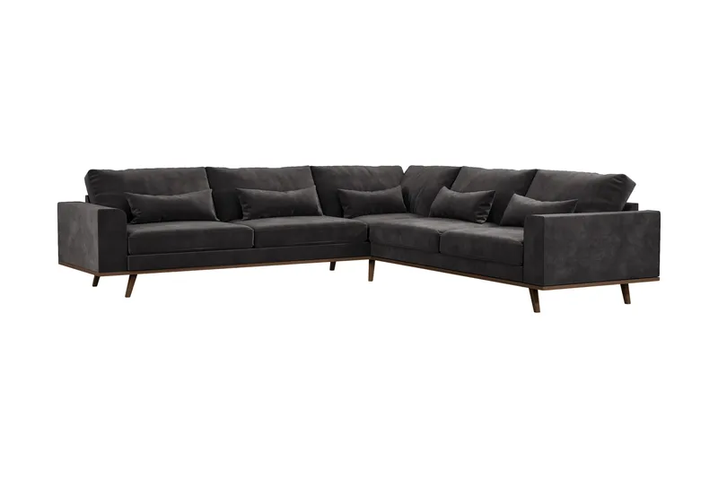 Copenhagen 6-istuttava L-muotoinen Kulmasohva Sametilla - Tummanharmaa - Huonekalut - Sohva - Kulmasohva