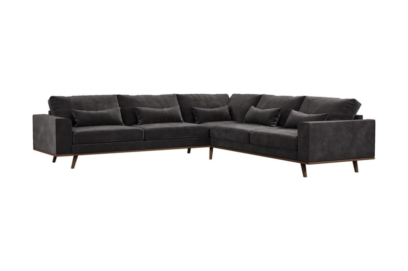 Copenhagen 6-istuttava L-muotoinen Kulmasohva Sametilla - Tummanharmaa - Huonekalut - Sohva - Kulmasohva