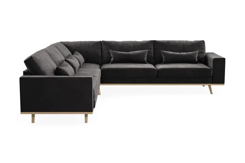 Copenhagen 6-istuttava L-muotoinen Kulmasohva Sametilla - Tummanharmaa - Huonekalut - Sohva - Kulmasohva