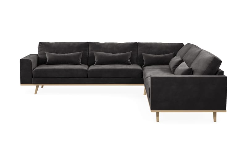 Copenhagen 6-istuttava L-muotoinen Kulmasohva Sametilla - Tummanharmaa - Huonekalut - Sohva - Kulmasohva