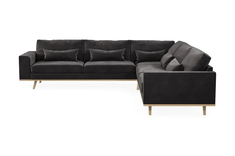 Copenhagen 6-istuttava L-muotoinen Kulmasohva Sametilla - Tummanharmaa - Huonekalut - Sohva - Kulmasohva