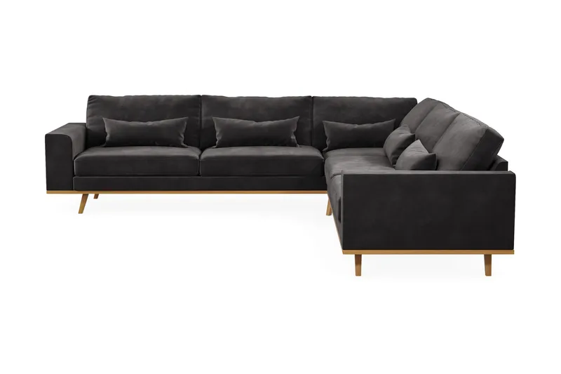 Copenhagen 6-istuttava L-muotoinen Kulmasohva Sametilla - Tummanharmaa - Huonekalut - Sohva - Kulmasohva