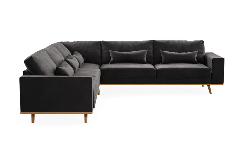Copenhagen 6-istuttava L-muotoinen Kulmasohva Sametilla - Tummanharmaa - Huonekalut - Sohva - Kulmasohva